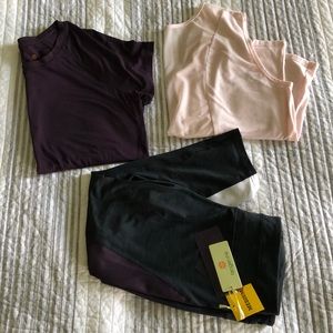 Tangerine workout leggings & 2 shirts